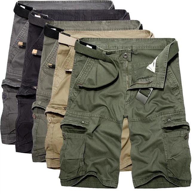 Shorts cargo cáqui com bolsos maiores
