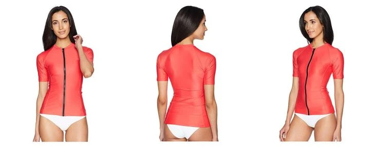 Short Sleeve Zip Front Sexy Swimwear Women With One-Piece